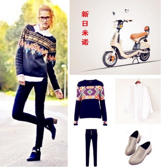 新日电动车春装搭配_春季穿搭新日电动车_赵丽颖代言新日电动车图片