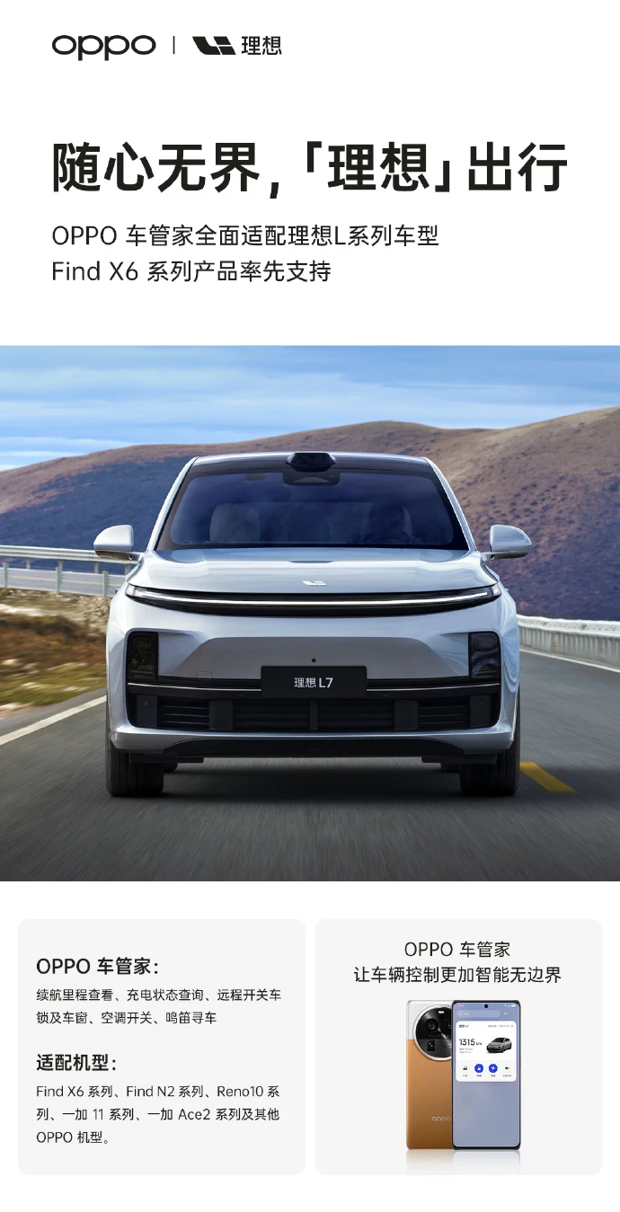 星空·体育中国官方网 让车辆控制更加智能无边界！OPPO车管家全面适配理想L全系车型