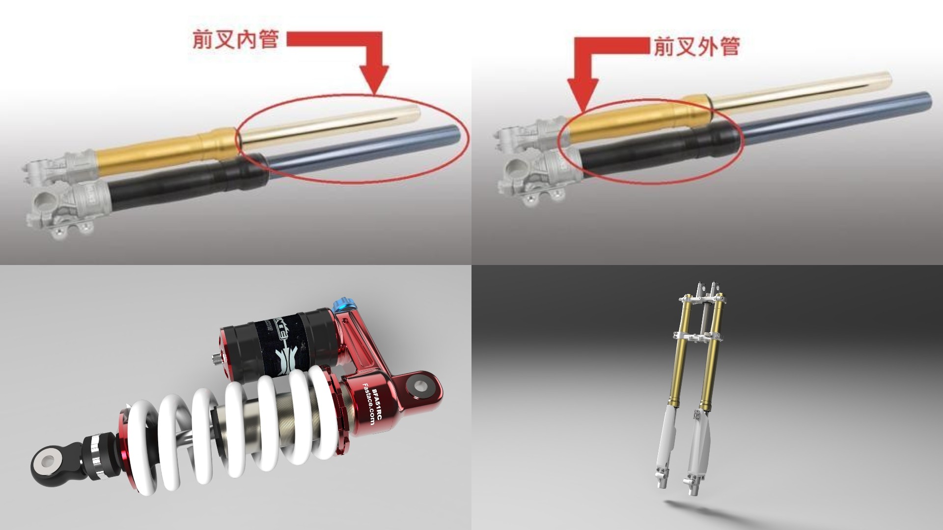 正叉与倒叉对比_弹簧前叉拆装_摩托车悬架系统